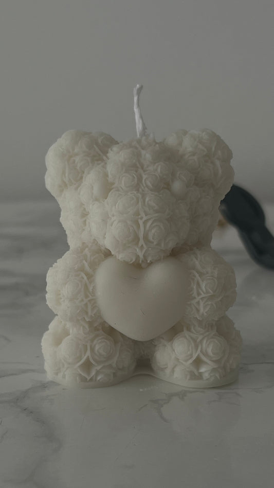 Teddy Heart Bear - Sculptural Candle