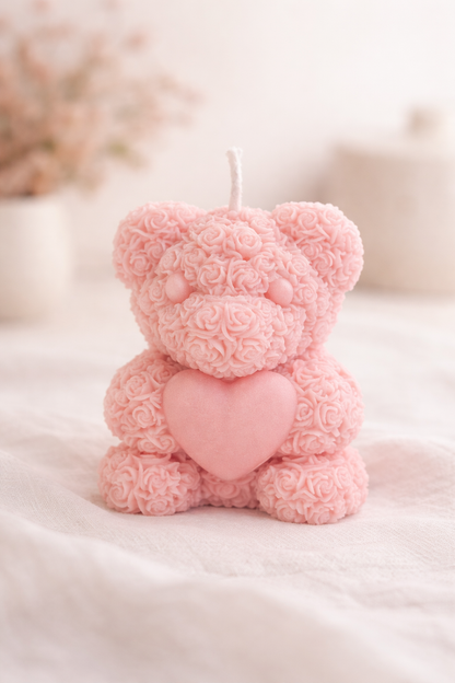 Teddy Heart Bear Candle