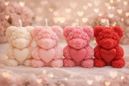 Teddy Heart Bear - Sculptural Candle