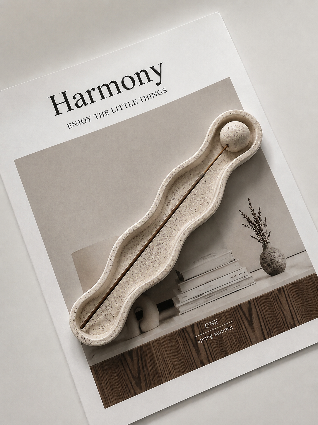 Wavy Incense Stick Holder - Stone