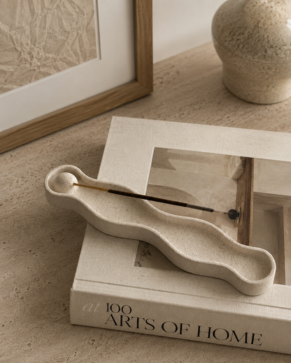 Wavy Incense Stick Holder - Stone