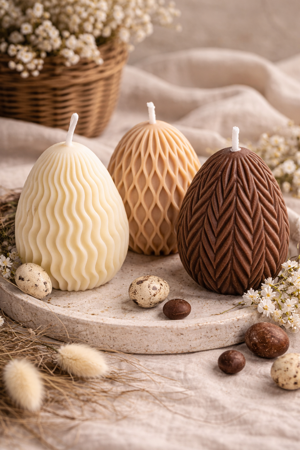 Ribbed Easter Egg Candle