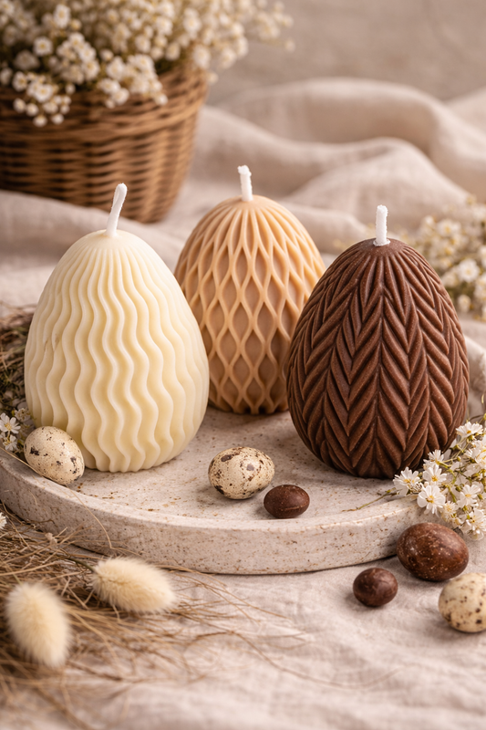 Ribbed Easter Egg Candle Set - Set of 3