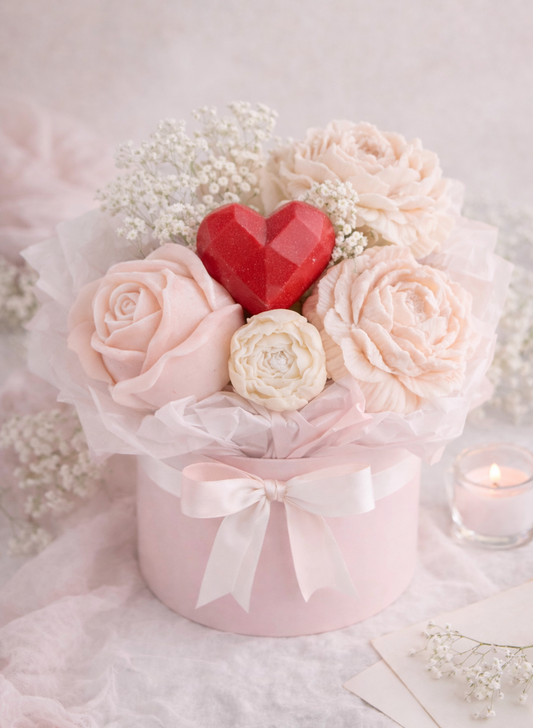 Wax Flower Bouquet - Valentine's Heart Edition