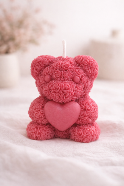 Teddy Heart Bear Candle